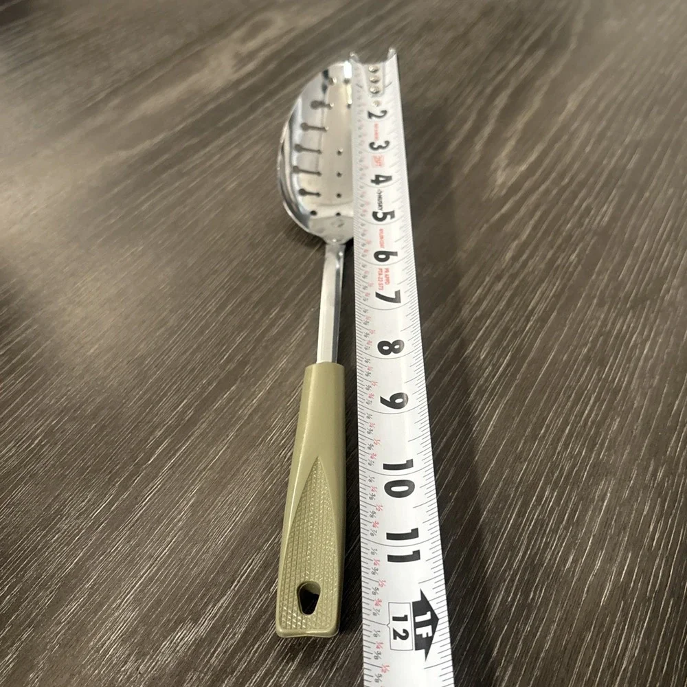 EKCO Chromium Plated Stainless Slotted Serving Spoon Black Handle Utensil‎ USA
